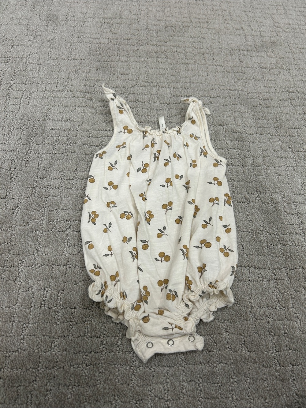 Rylee + Cru Cream Romper with Mustard Cherry Print